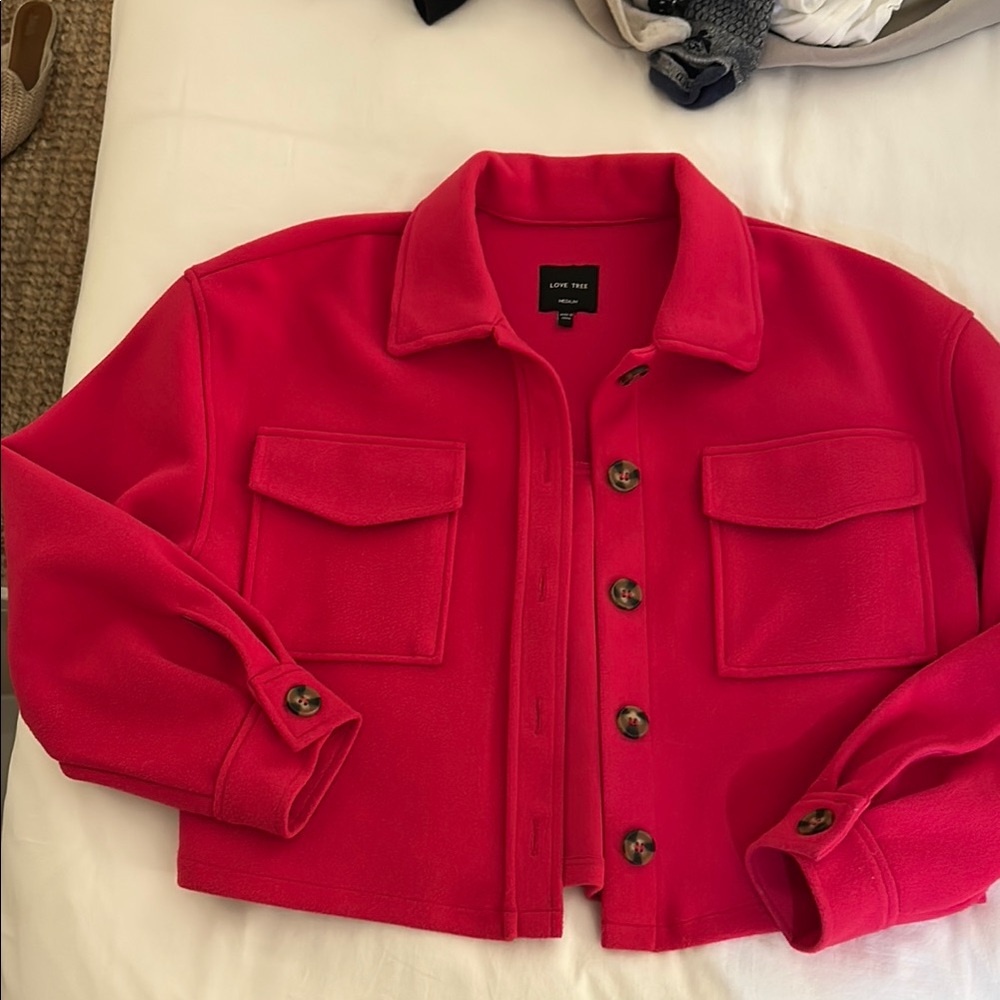 Love Tree pink Utility Jacket with Relaxed Fit